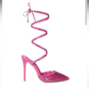 Azalea Wang Riss Crystal Ankle Wrap Pump